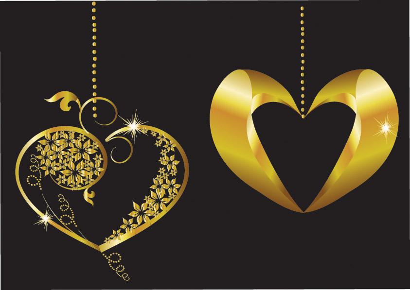 free vector Gold heartshaped pendant vector
